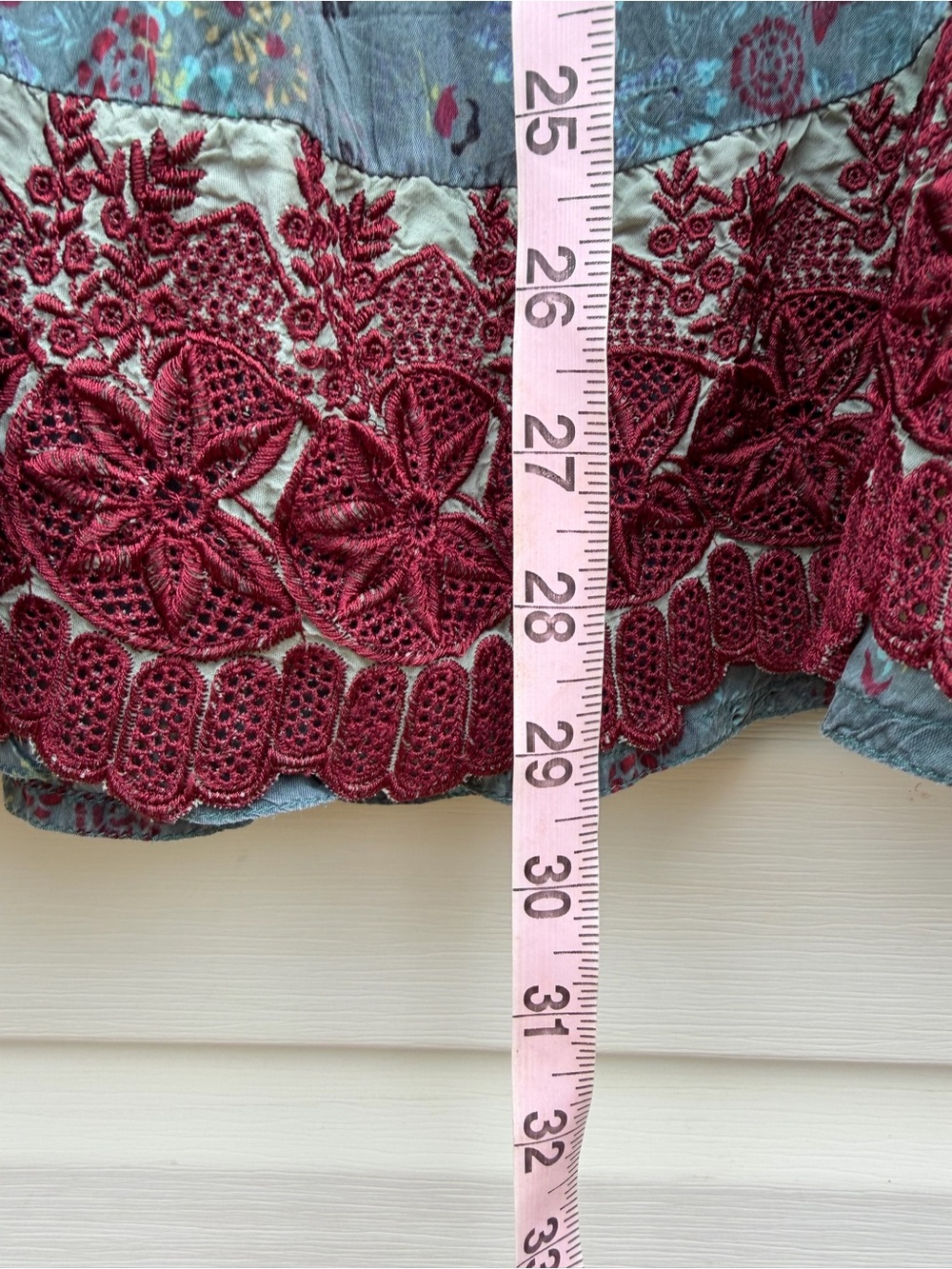 Johnny Was Floral Skirt Boho Lace Hem Midi Blue Size S - Picture 10 of 10